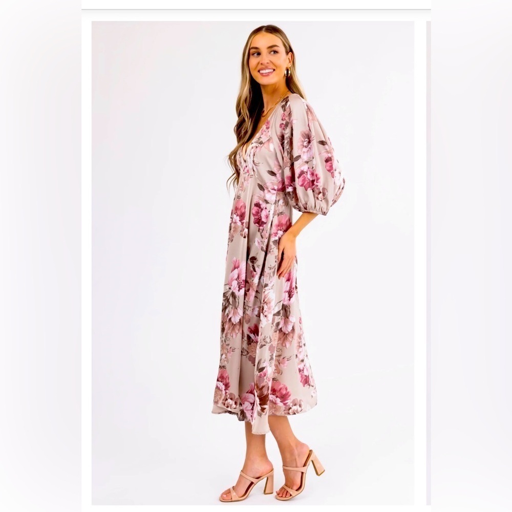 HYFVE Satin Floral V-neck Maxi Dress - Picture 5 of 7